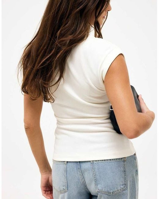 NA-KD White Mock Neck Jersey Top