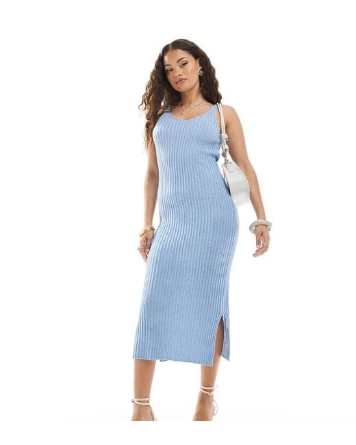 Only Petite Gebreide Midi Jurk in het Blue