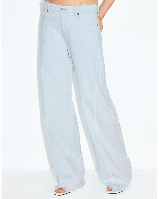 Stradivarius White Low-Waist Wide-Leg Rework Jeans