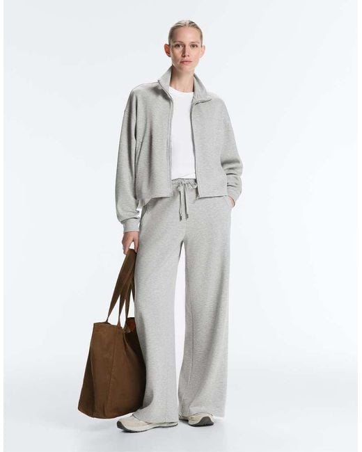 Oysho Gray Melange Piqué Straight-leg Trousers
