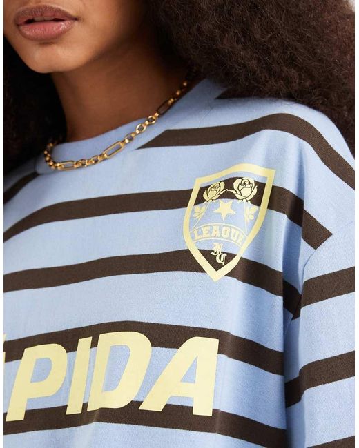 ASOS Blue Boxy Crop Tee With Soccer Graphic