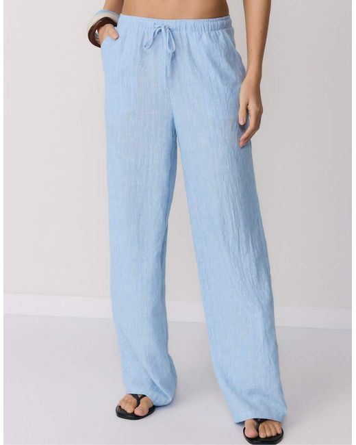 Stradivarius Blue Flowing Metallic Thread Trousers