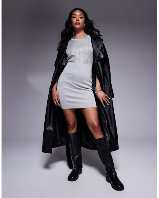 ARMANI EXCHANGE Black Metallic Knitted Bodycon Mini Dress