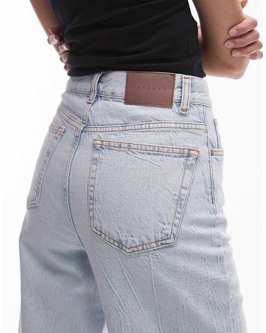 TOPSHOP White Mid Rise Loose Fit Straight Jeans