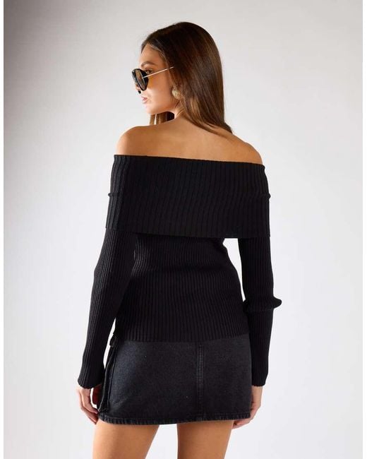 Glamorous Blue Bardot Off Shoulder Jumper