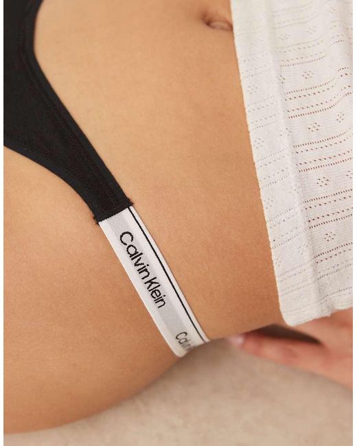 Calvin Klein White Modern Logo Dipped Thong