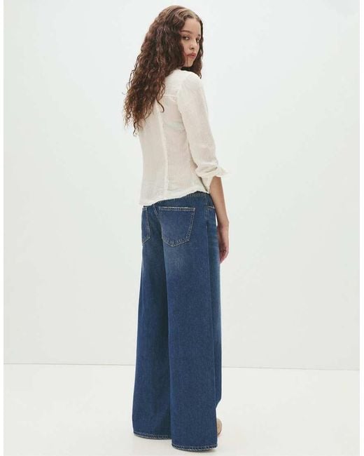 Pull&Bear Jeans Met Wijde Pijpen En Lage Taille in het Blue