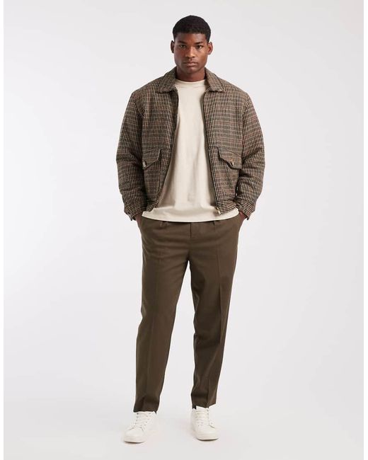 Pantalones De Vestir De Corte Tapered Holgado Con Pinzas De -Verde ASOS de hombre de color Natural