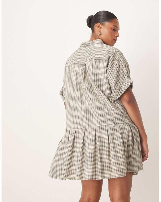 ASOS Gray Asos Design Curve Boxy Shirt Mini Dress With Dropped Waist