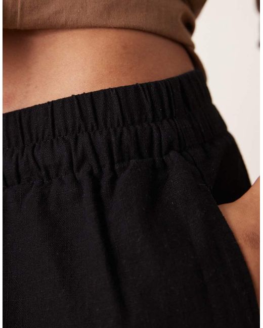 Pantalones Negros Sin Cierres De Tejido Efecto Lino De Tall ASOS de color Black