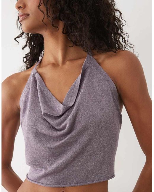 Miss Selfridge Multicolor Glitter Knit Halterneck Top