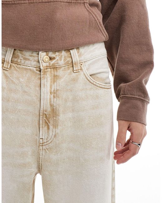 Bershka White Stone Washed Super baggy Jeans for men