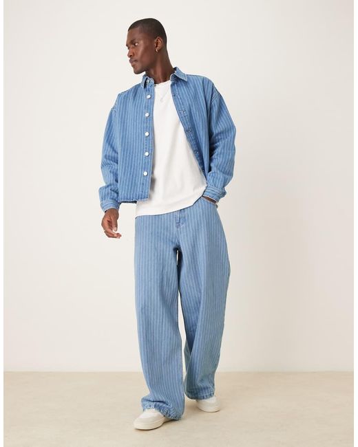 Jeans Super Larghi A Righe di ASOS in Blue da Uomo