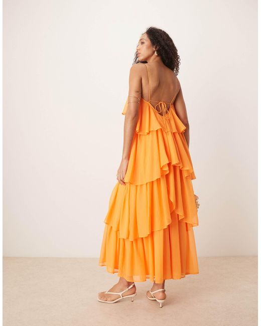 ASOS Orange – gestuftes, mehrlagiges camisole-maxikleid