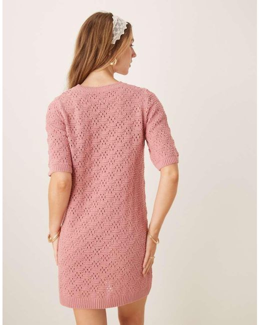 Vestido Corto Estilo Camiseta De Media Manga De Punto De -Rosa ASOS de color Pink