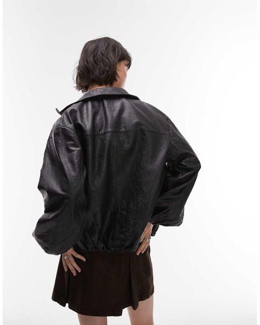 Mango Black Capsule Soft Leather Bomber Jacket