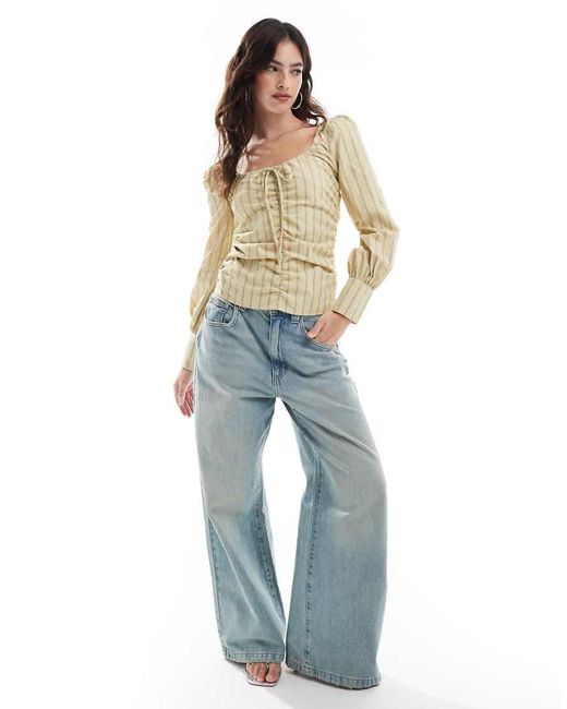 Glamorous Natural Gathered-Front Top