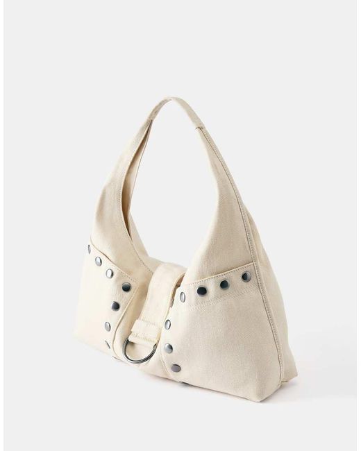 Pull&Bear Natural Studded Shoulder Bag