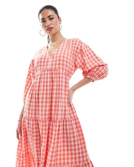 New Look Pink – midi-hängerkleid mit vichykaros