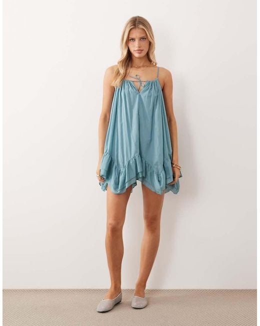 Iisla & Bird Blue Hanky Hem Mini Dress