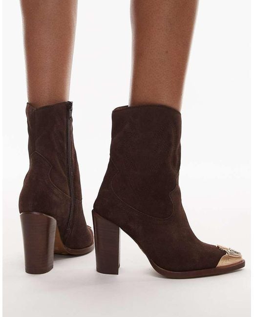 Bronx Brown New-americana Heeled Western Ankle Boots
