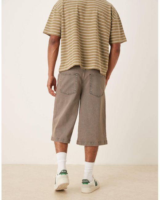 ASOS Natural Longer Length Denim Jorts for men