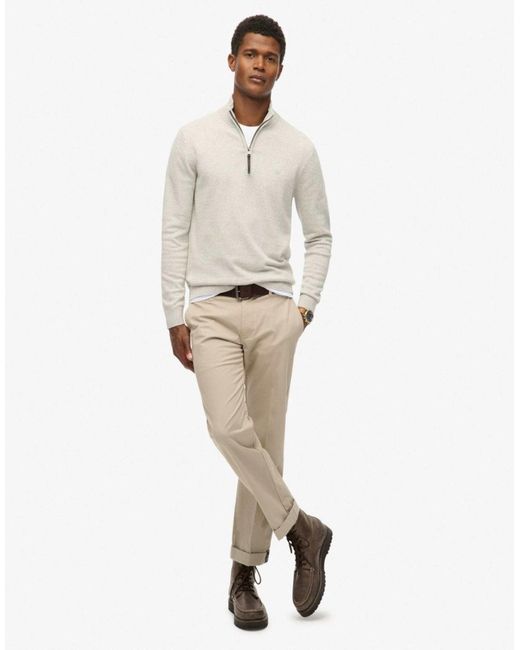 Essentials - pull en coton à col zippé - éclair chiné Superdry pour homme en coloris Natural
