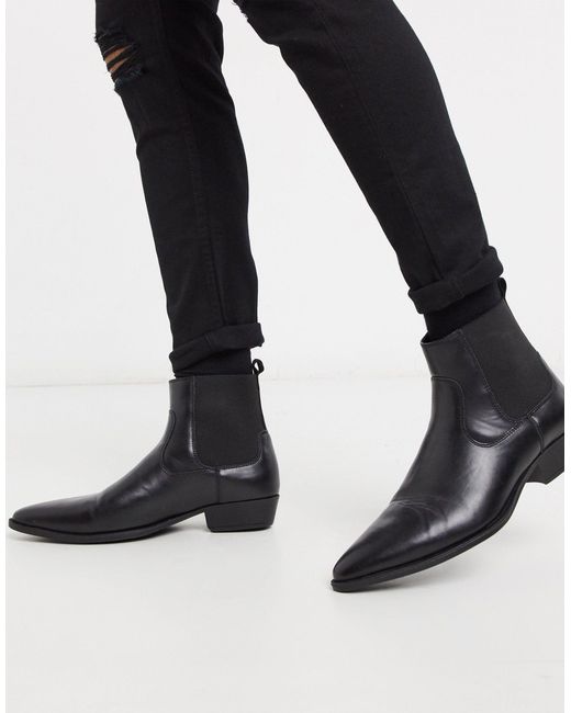 ASOS Cuban Heel Western Boots in Black for Men | Lyst Canada