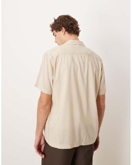 SELECTED Natural Regular Fit Short Sleeved Printed Shirt for men