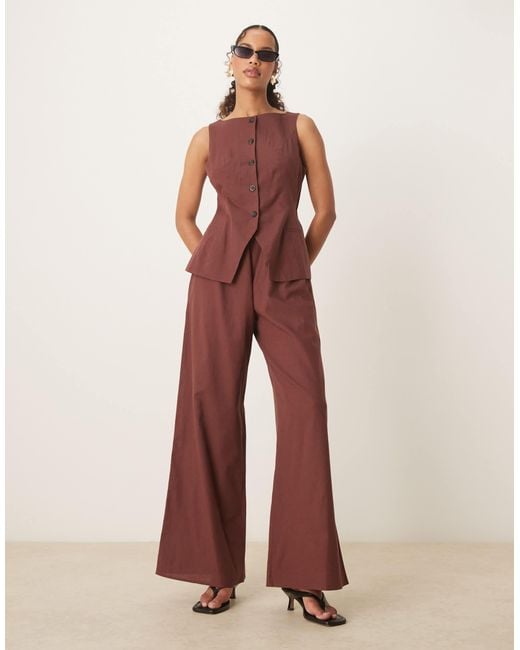 ASOS Red Button Down Vest Jumpsuit