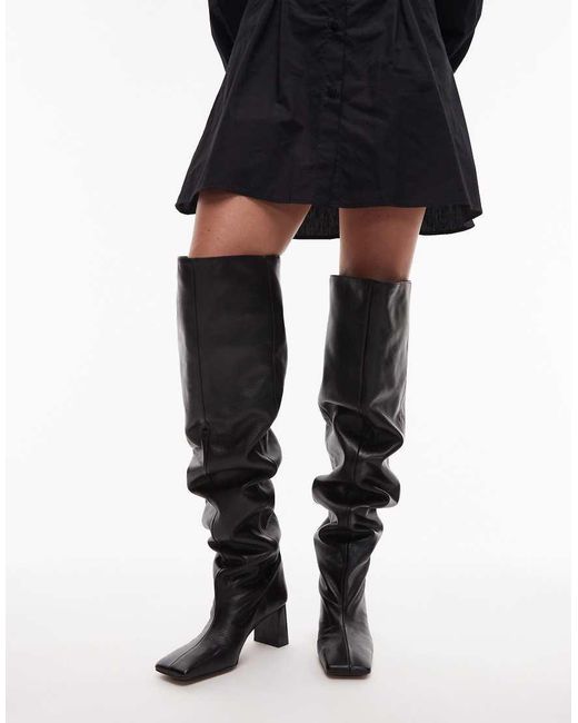 ASOS Black Kane Square Toe Slouchy Over The Knee Boots