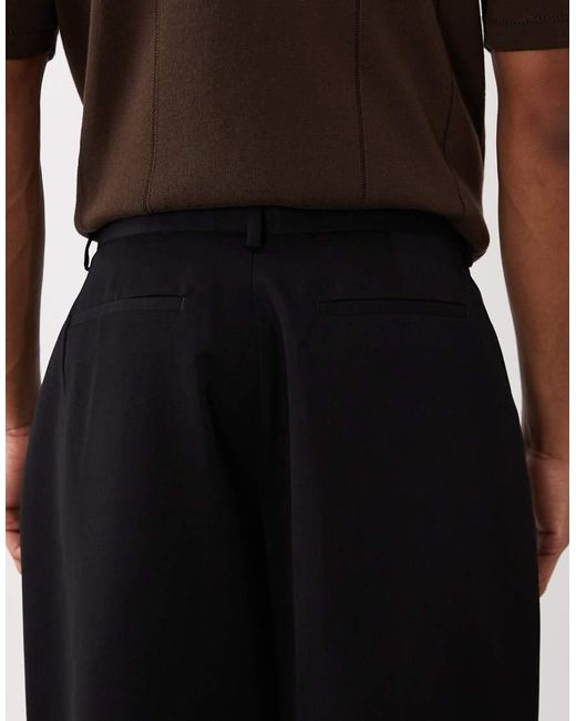 ASOS Black Smart Wide Barrel Leg Pleated Trousers for men