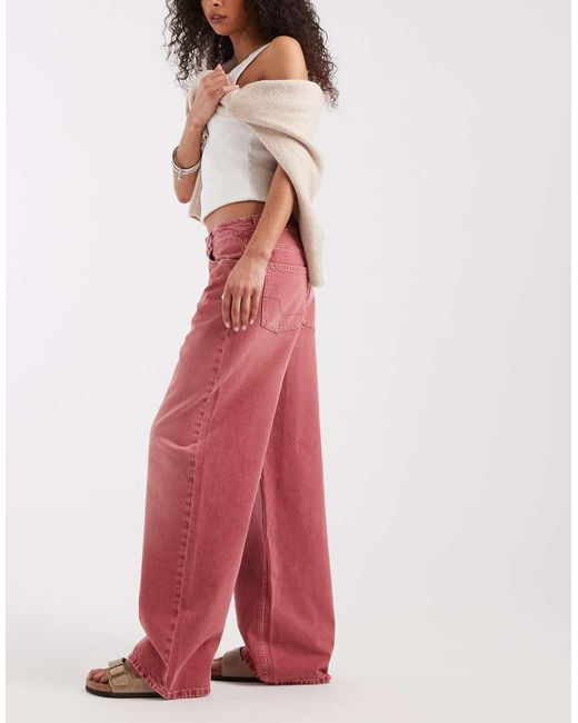 Free People Red Nia Bf Straight Jean