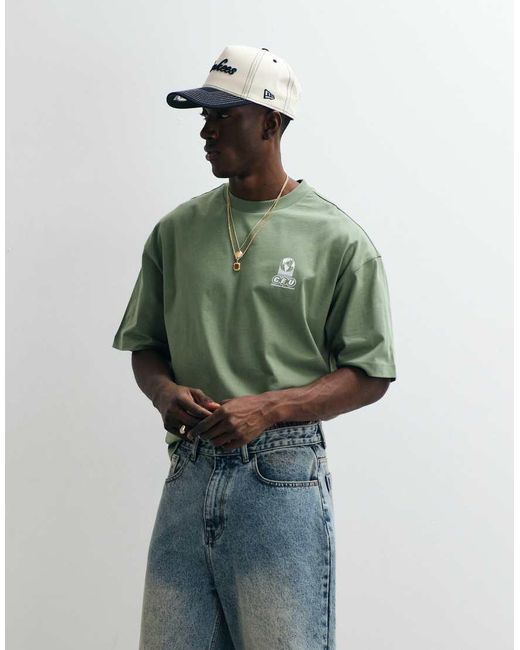ASOS Green Boxy Oversized T-shirt With Chest Graphic for men