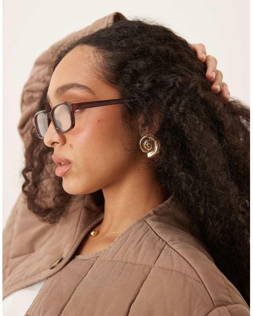 ASOS Black Slim Square Clear Lens Glasses