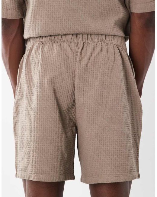ASOS White Mid Length Waffle Shorts for men