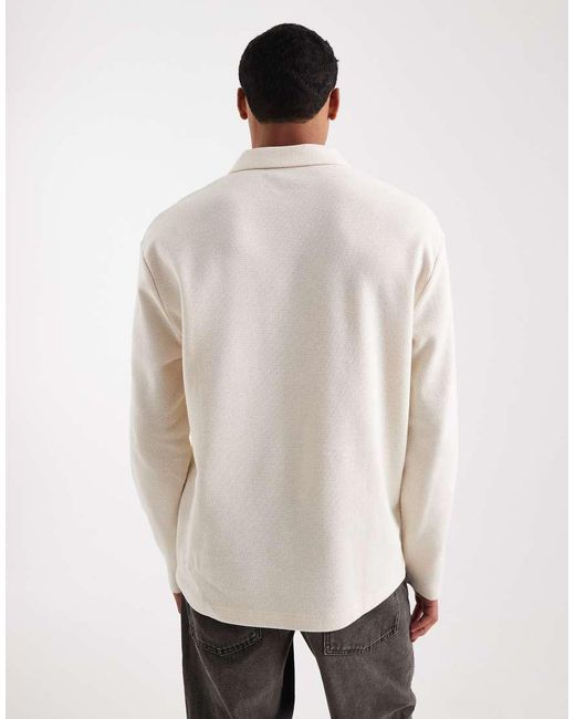 ASOS White Relaxed Long Sleeve Polo for men
