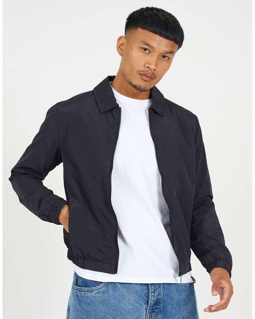 Brave Soul Blue Harrington Zip-Up Jacket for men