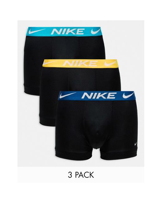 Nike Black Dri-fit Essential Microfibre Trunks 3 Pack for men