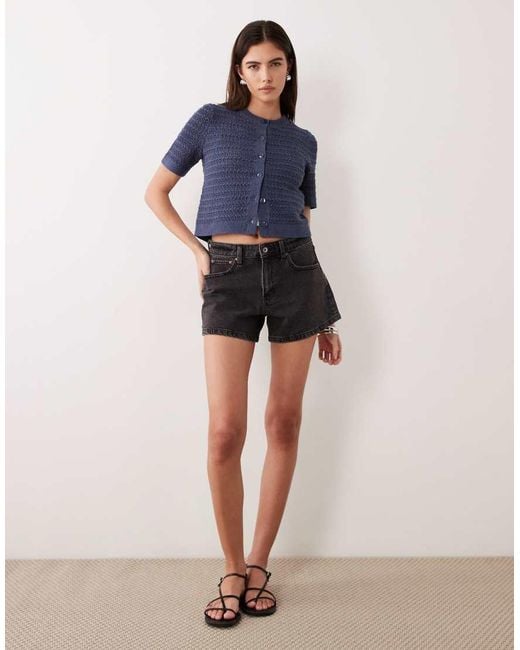 Abercrombie & Fitch Blue Curve Love High Rise Denim A-line Short