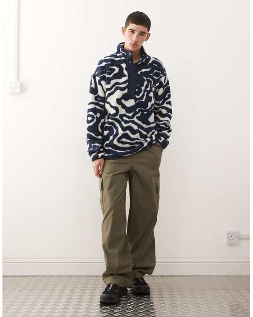 Columbia Blue Helvetia Half Snap Fleece Swirl Print for men