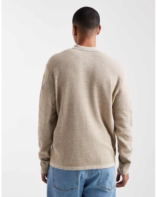 Jack & Jones Natural Knit Long Sleeve Polo Shirt for men