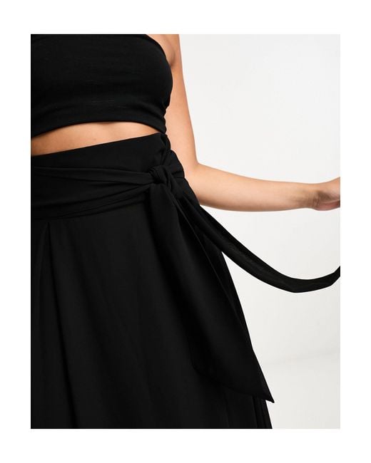 TFNC London Black Maxi Skirt With Self Tie Waistband