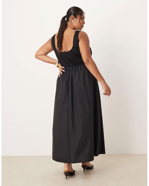 Asos design curve - robe longue en coton mélangé ASOS en coloris Black