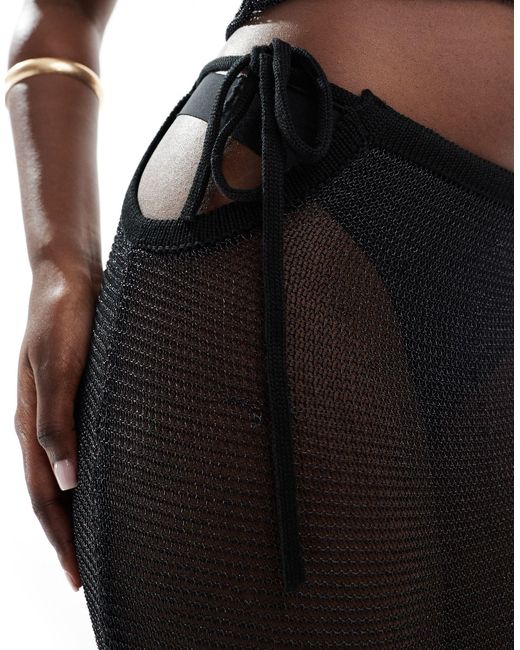 ASOS Black Knitted Metallic Midaxi Skirt Co-ord