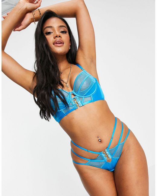 Ann Summers Blue Superior Mesh And Hardware Detail Thong