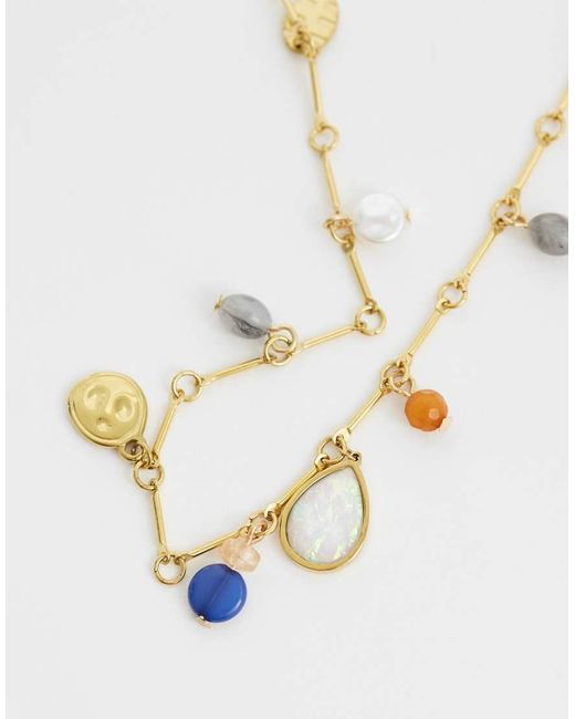 Reclaimed Vintage Metallic Stainless Steel Gem Link Necklace