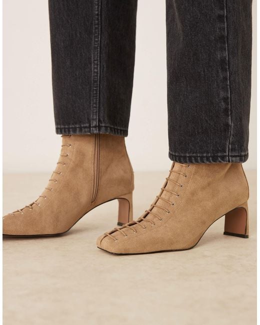 ASOS Black Rue Lace Up Heeled Ankle Boots