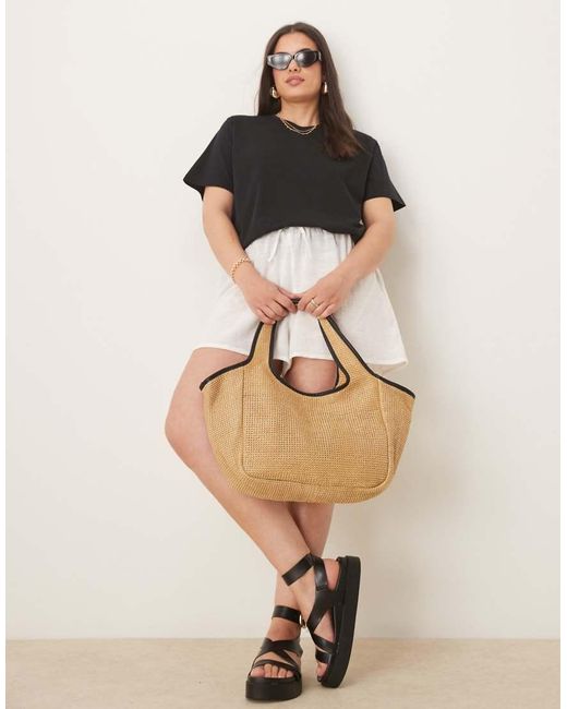 ASOS Tote Tas Van Stro Met Biezen in het Blue