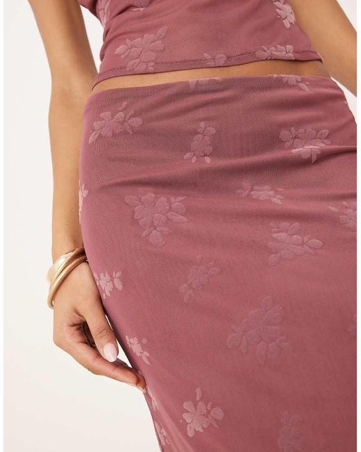 Gonna Lunga A Colonna Polvere Con Motivo Floreale Dévoré di ASOS in Pink